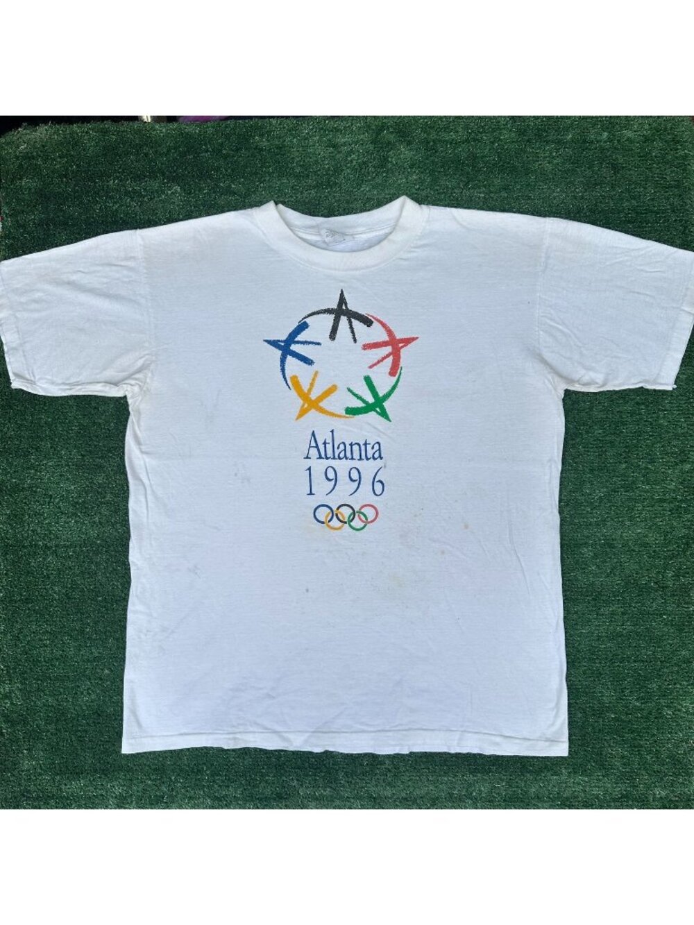 Vintage 90s Atlanta 1996 Olympics T-Shirt White XL Single Stitch Streetwear ATL